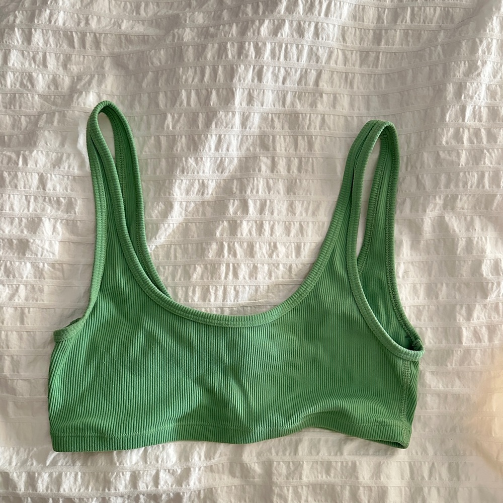 Aritzia Mint Green Ribbed Bandeau